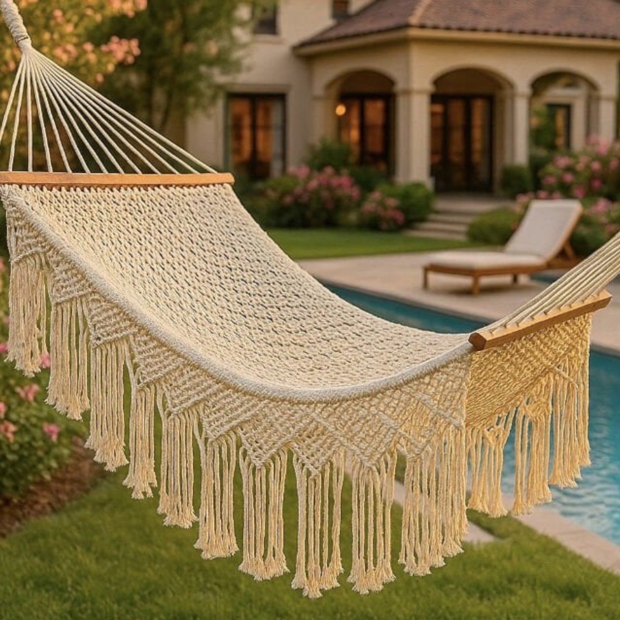 Luxury Boho Macramé Hammock | Elegant Outdoor Relaxation