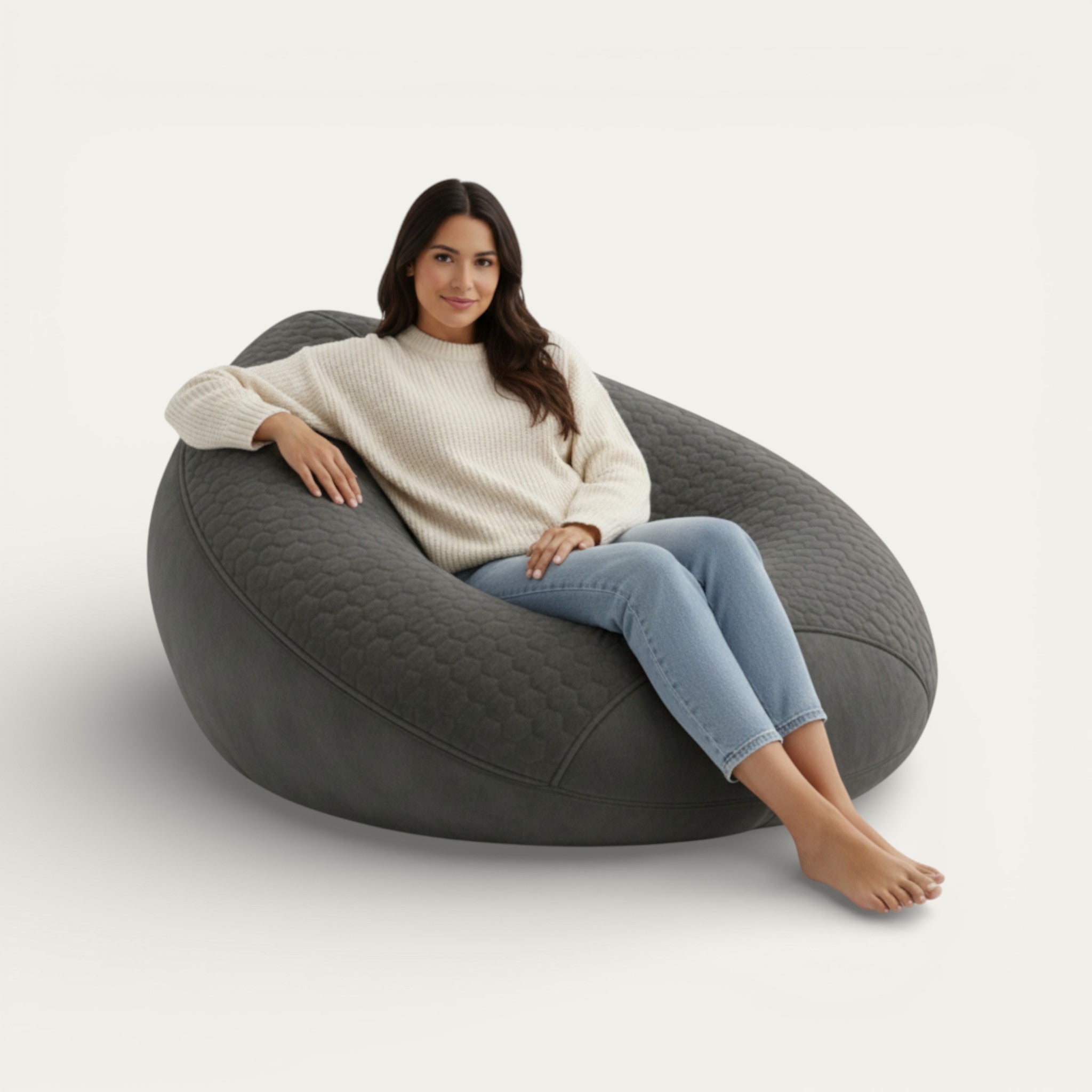 Medio Quilted Bean Bag | Compact Comfort with Stylish Support